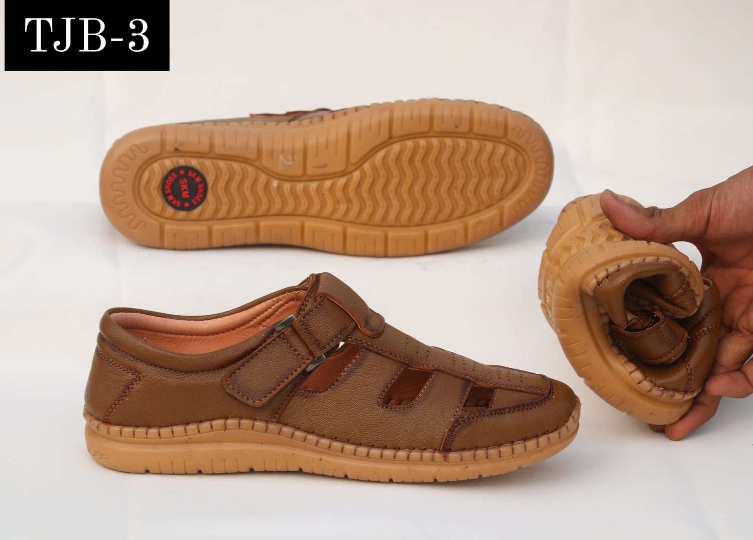 SKM Genuine Leather Super Soft Sandal for Men(TJ 3)